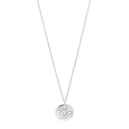 Tiffany Sterling Silver Letter D Round Pendant Necklace 1 of 5