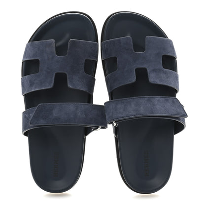 Hermes Suede Goatskin Womens Chypre Sandals 38 Bleu Celeste 2 of 9