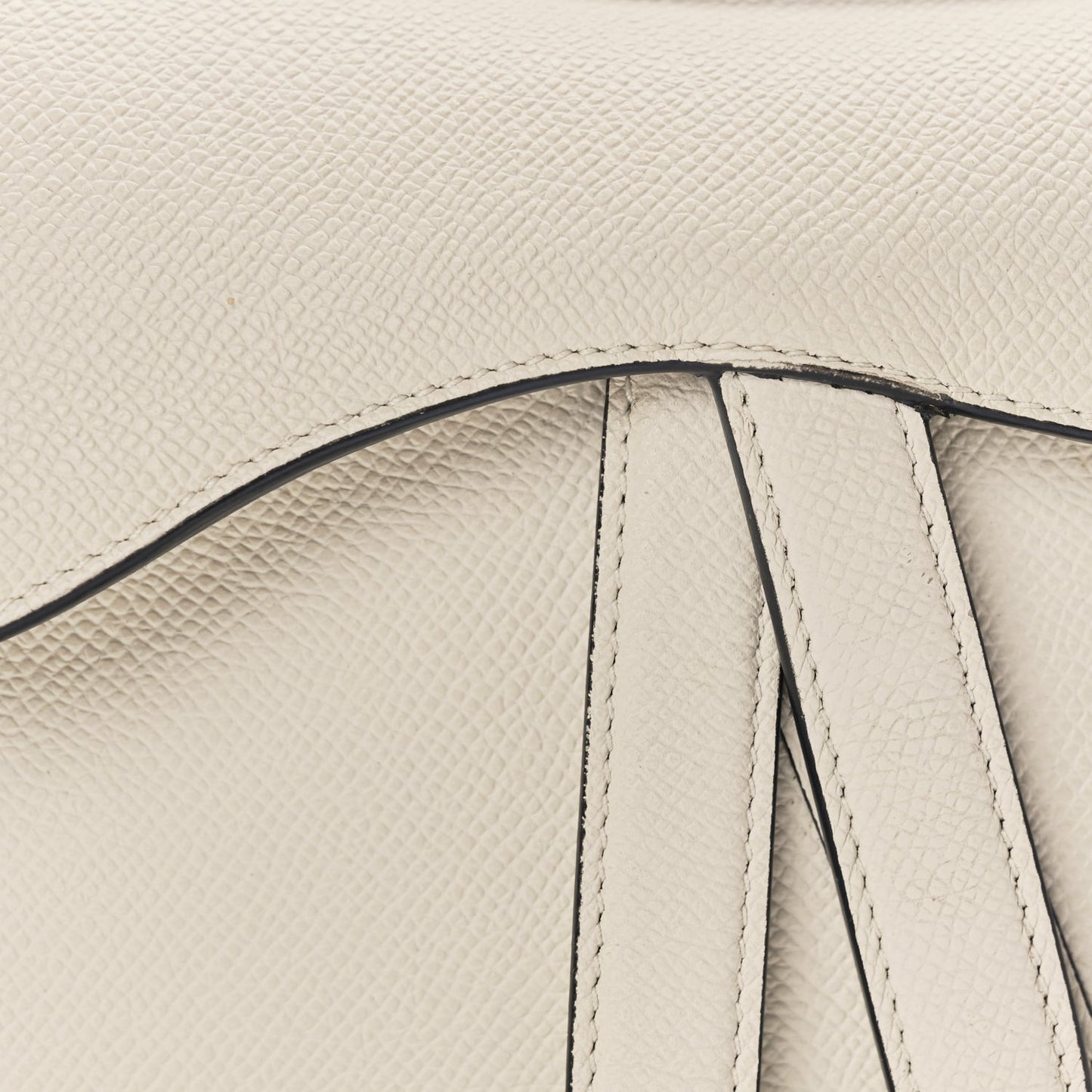 Grained Calfskin Mini Saddle Bag With Strap White
