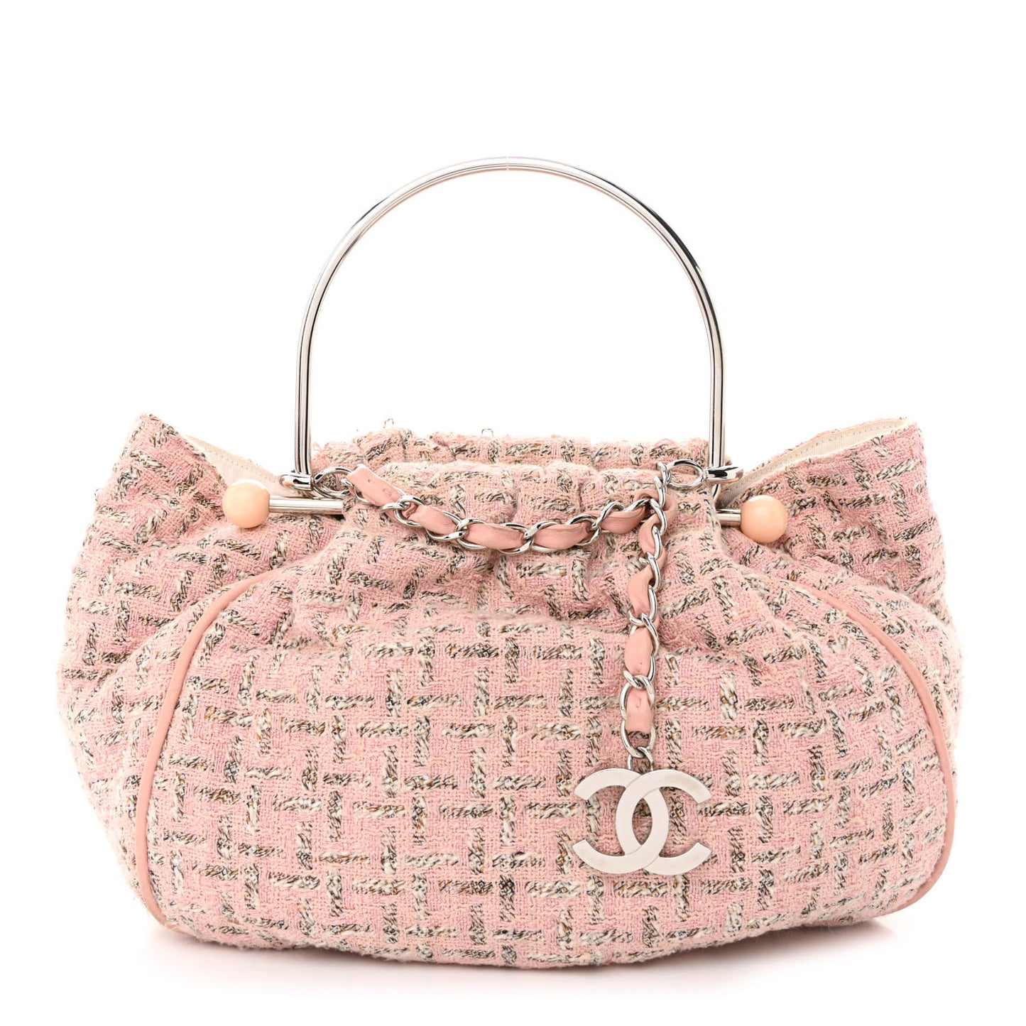 Tweed Boucle Knitting Bag Pink