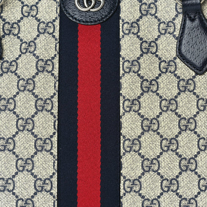 Gucci GG Supreme Monogram Textured Calfskin Web Medium Ophidia Shopping Tote Beige Blue 6 of 8