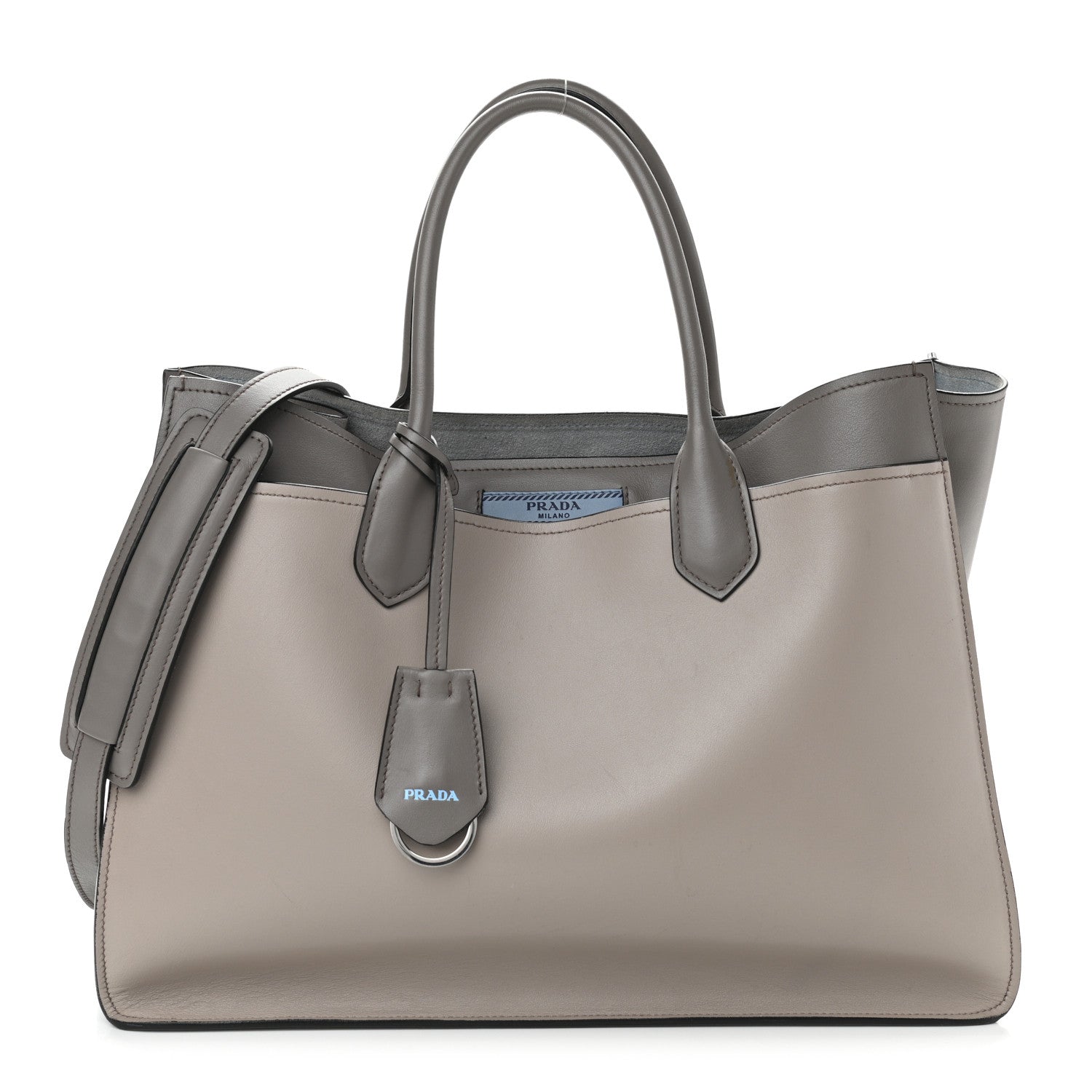 Prada City Calfskin Large Etiquette Tote Light Grey 1 of 11