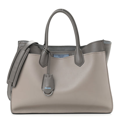 Prada City Calfskin Large Etiquette Tote Light Grey 1 of 11
