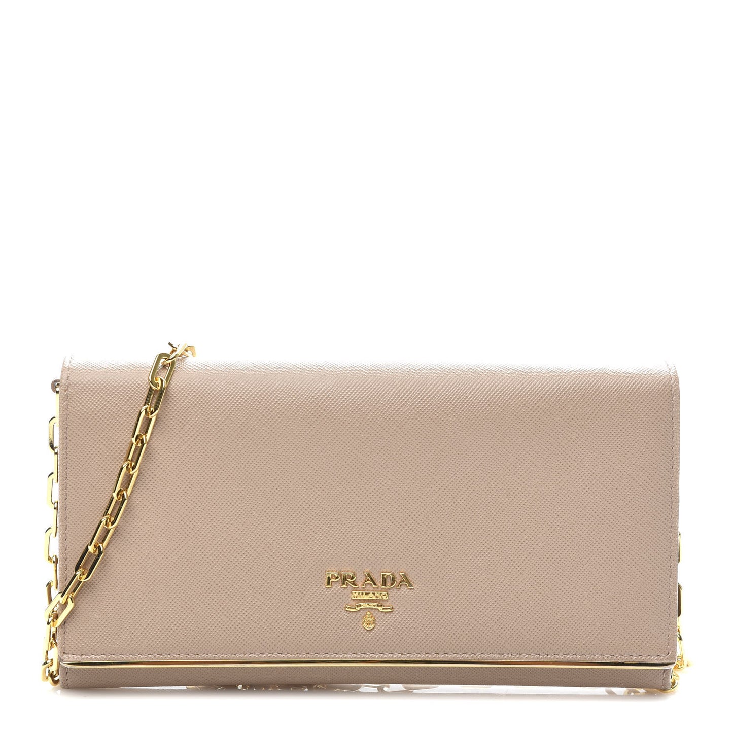 Saffiano Metal Bar Chain Wallet Cammeo