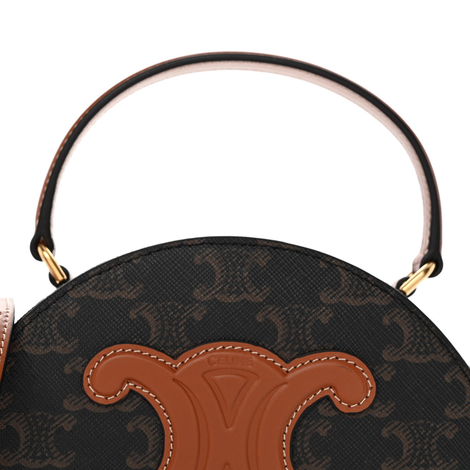 Celine Calfskin Triomphe Canvas Half Moon Case Tan 8 of 11