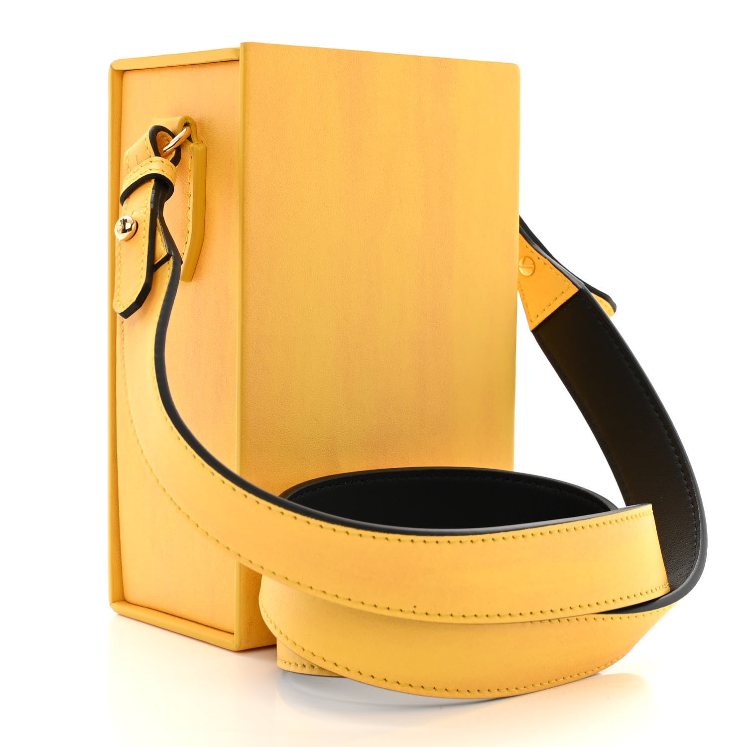 Fendi Vitello Fluffy Logo Vertical Box Yellow Box Black 3 of 10