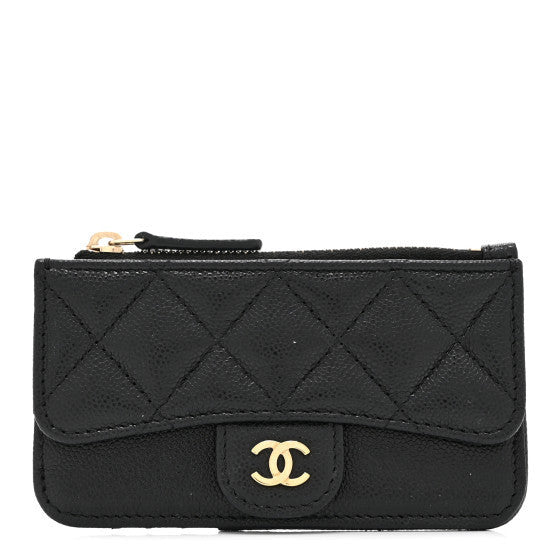 Chanel Caviar Quilted Flap Zip Card Holder Black 1 of 9
