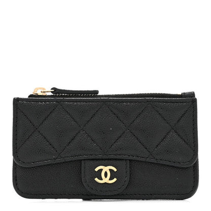 Chanel Caviar Quilted Flap Zip Card Holder Black 1 of 9