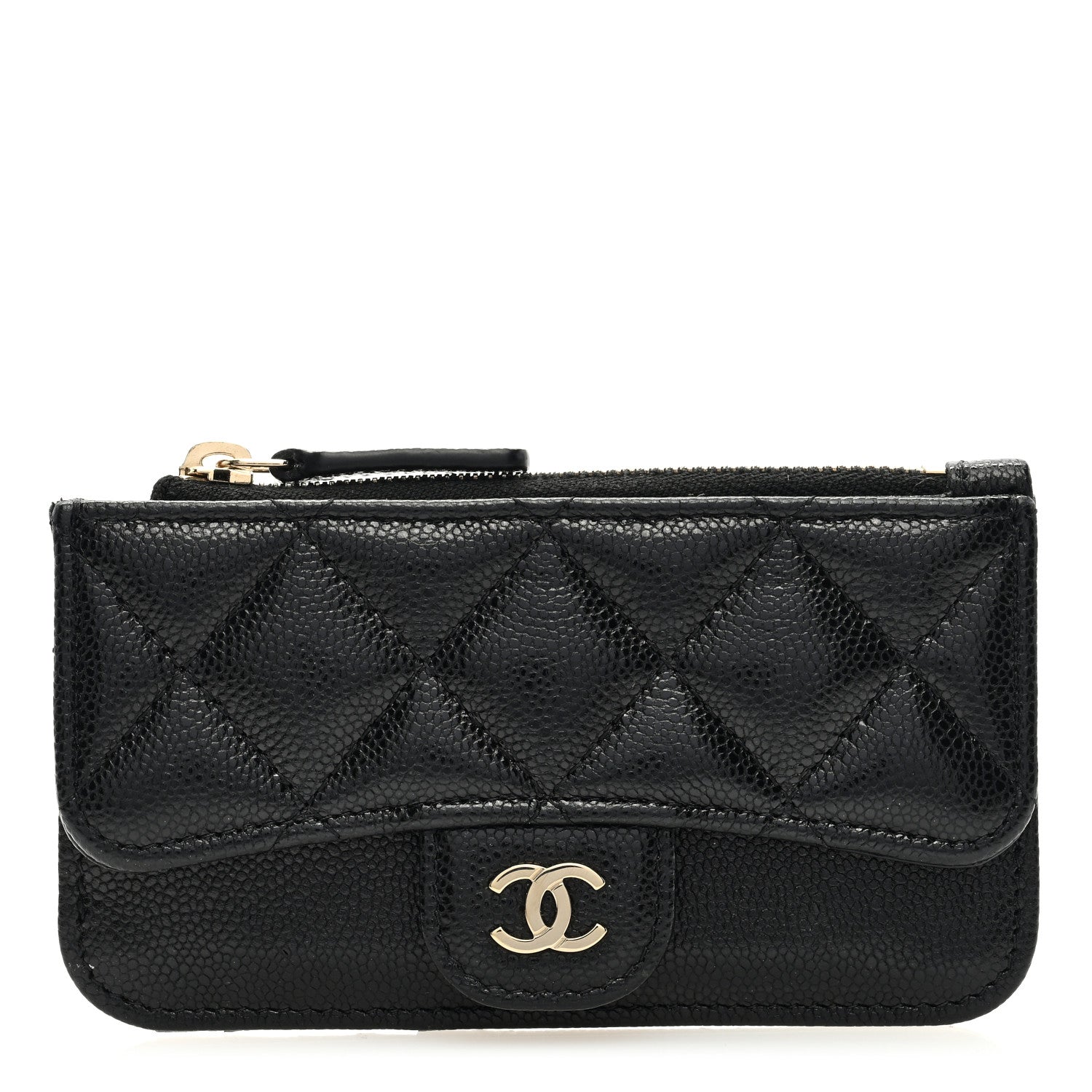 Chanel Caviar Quilted Flap Zip Card Holder Black 1 of 8