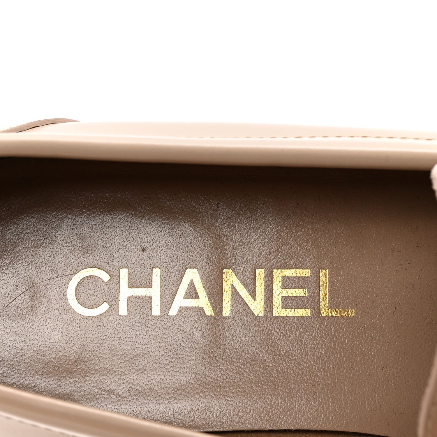 Chanel Shiny Calfskin CC Loafers 38 Beige White 7 of 7