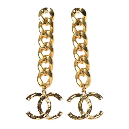 Chanel Metal CC Pick Drop Earrings Gold 1 of 4