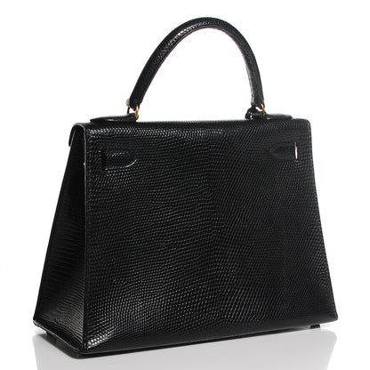 Hermes Lizard Kelly Sellier 28 Black 3 of 26