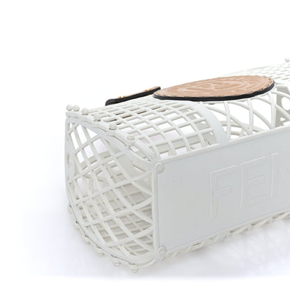 Fendi Recycled Plastic Vitello Liberty Matte Small  Basket  White Ice Miele Scuro 7 of 7