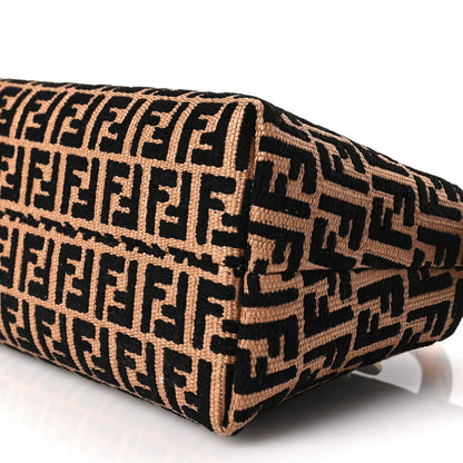 Fendi Raffia Chenille Vitello King Plexiglass Micro FF Mini By The Way Top Handle Boston Bag Naturale Black 8 of 8