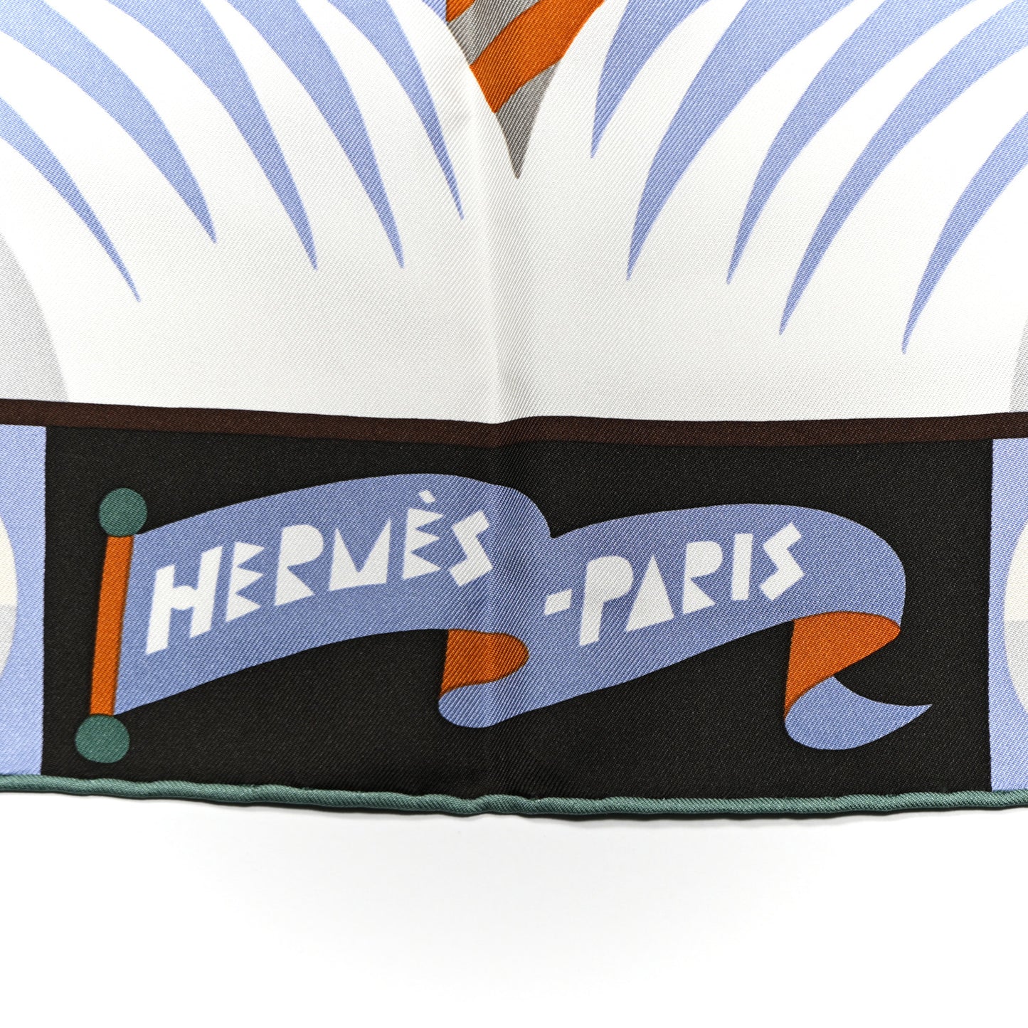 Silk Gavroche Parade En Fanfare Scarf 90 Glycine Vert Cypres Caramel