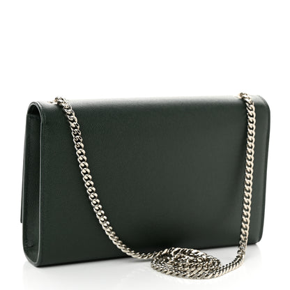 Saint Laurent Grain De Poudre Medium Monogram Kate Satchel Vert Fonce 3 of 9