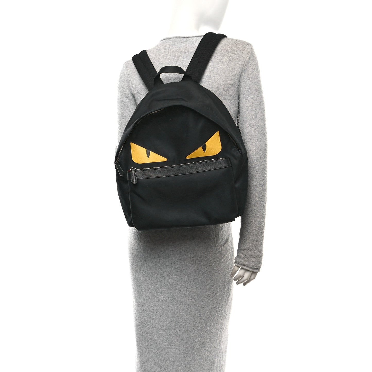 Nylon Vitello Elite Monster Eyes Rounded Backpack Black Yellow