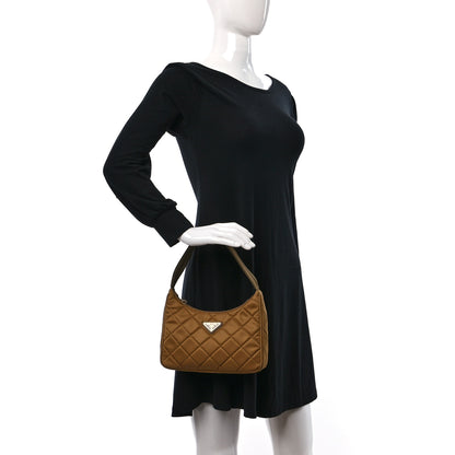 Prada Tessuto Nylon Stitched Shoulder Bag Tobacco 2 of 8