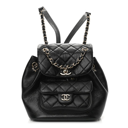 Chanel Glazed Aged Calfskin Quilted Small Duma Drawstring Backpack Black 1 of 12