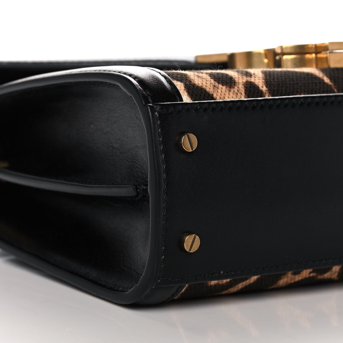 Canvas Leopard Print Mini Classic Monogram Cassandra Top Handle Black