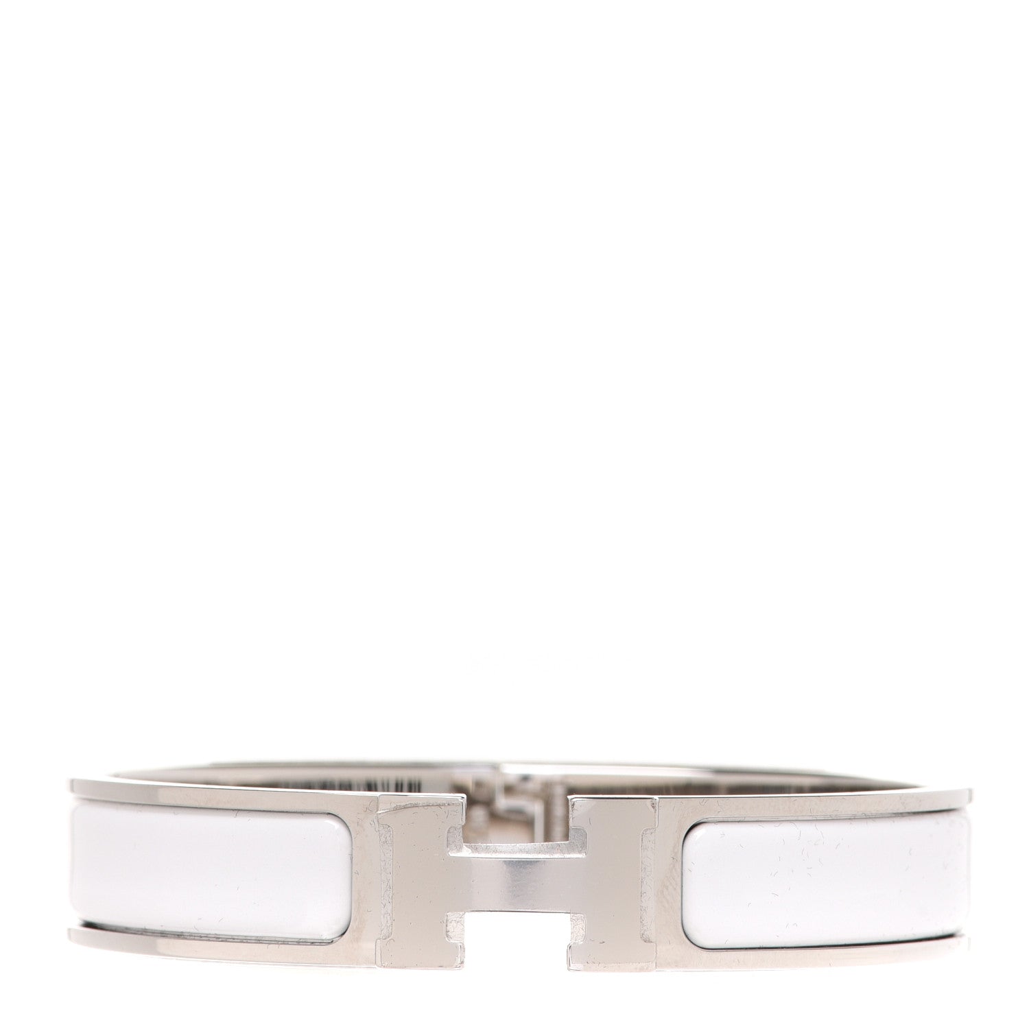 Hermes Enamel Narrow Clic Clac H Bracelet GM White 1 of 6