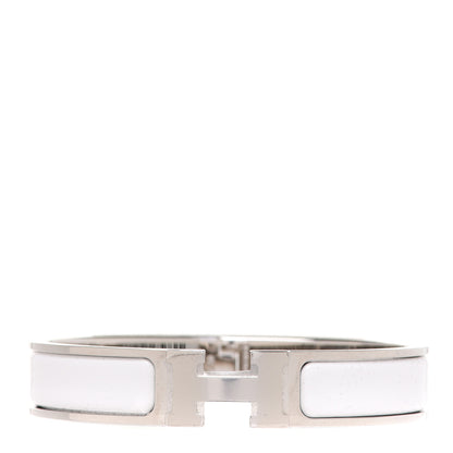 Hermes Enamel Narrow Clic Clac H Bracelet GM White 1 of 6