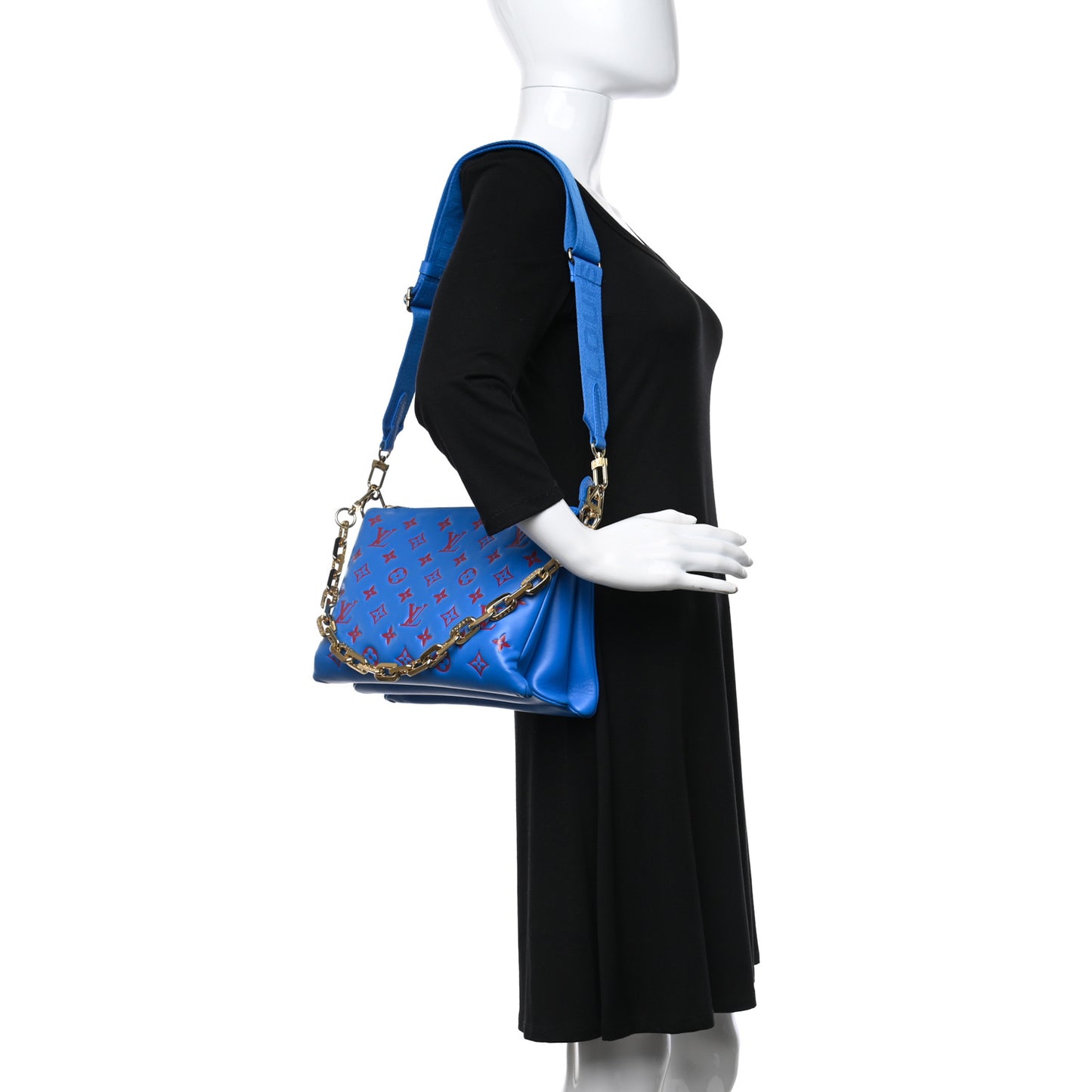 Lambskin Embossed Monogram Vuittamins Coussin PM Blue Red