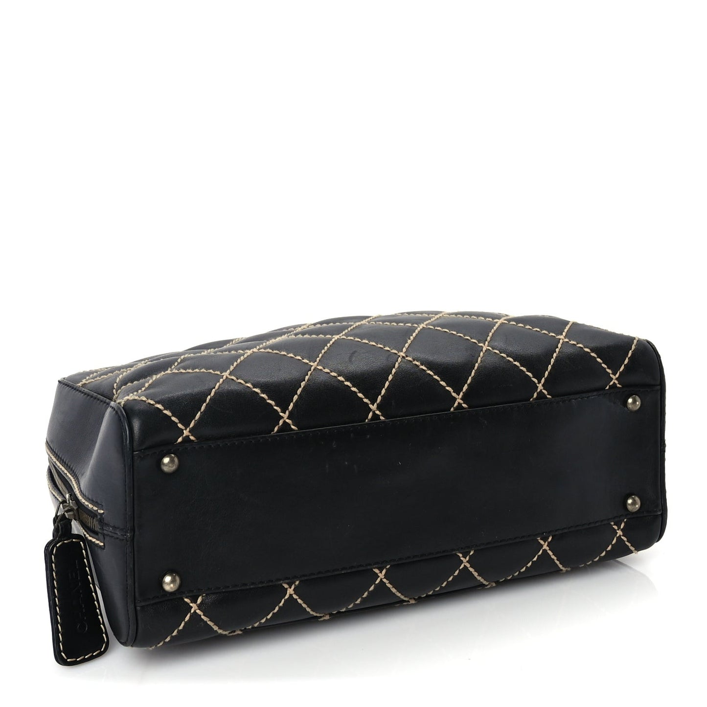Calfskin Wild Stitch Top Handle Bag Black