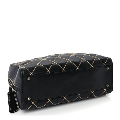 Chanel Calfskin Wild Stitch Top Handle Bag Black 4 of 10