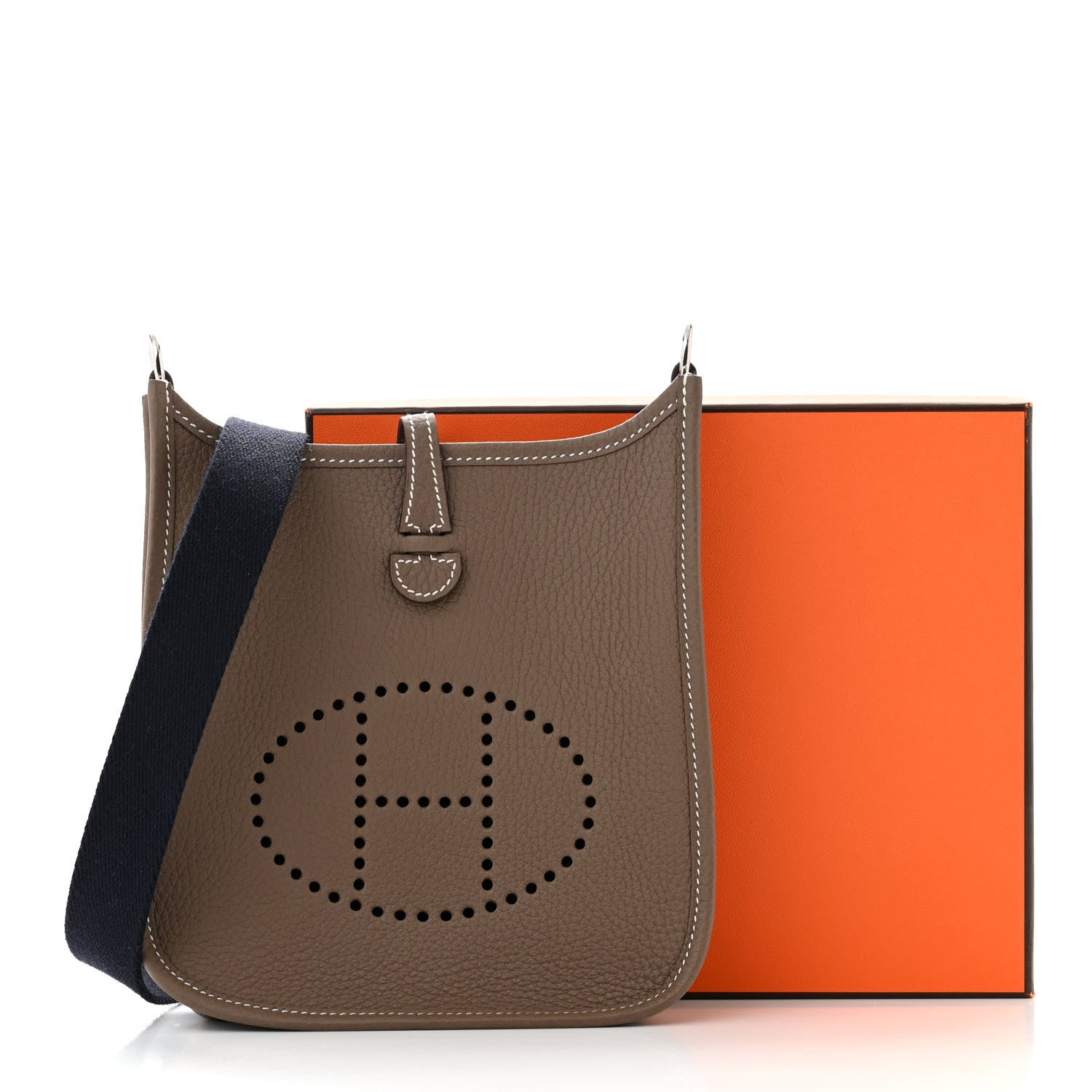 Hermes Taurillon Clemence Amazone Evelyne TPM Etoupe Bleu Indigo 11 of 11