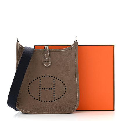 Hermes Taurillon Clemence Amazone Evelyne TPM Etoupe Bleu Indigo 11 of 11