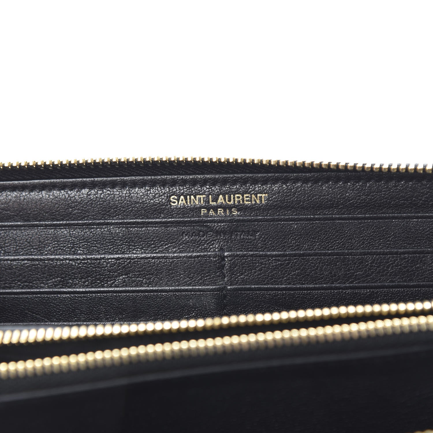 Saint Laurent Calfskin Matelasse Chevron Monogram Zip Around Wallet Black 6 of 10