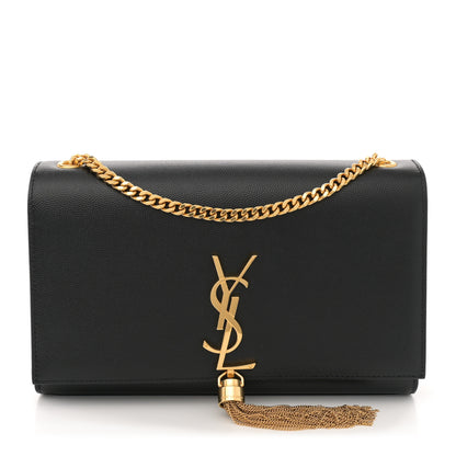 Saint Laurent Grain De Poudre Medium Classic Monogram Kate Tassel Satchel Black 1 of 10