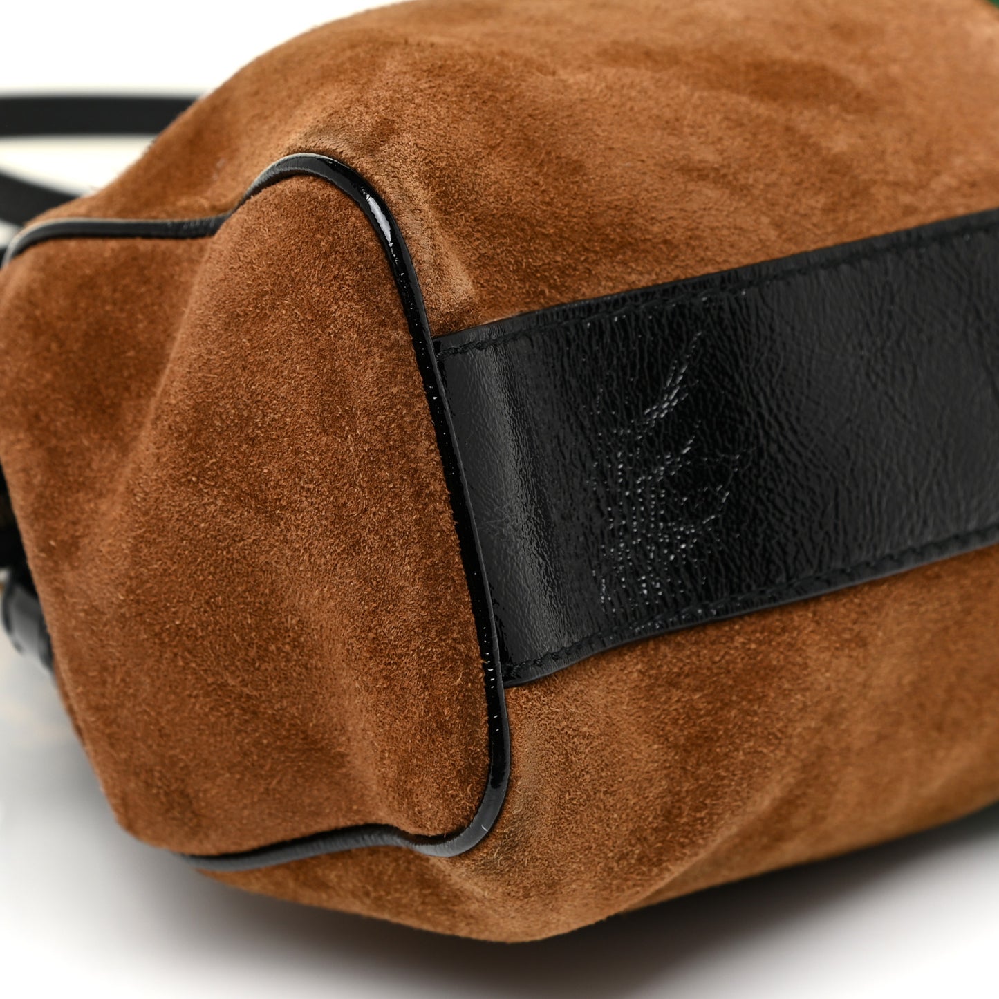 Suede Ophidia Medium Re(Belle) Top Handle Bag Nocciola Black