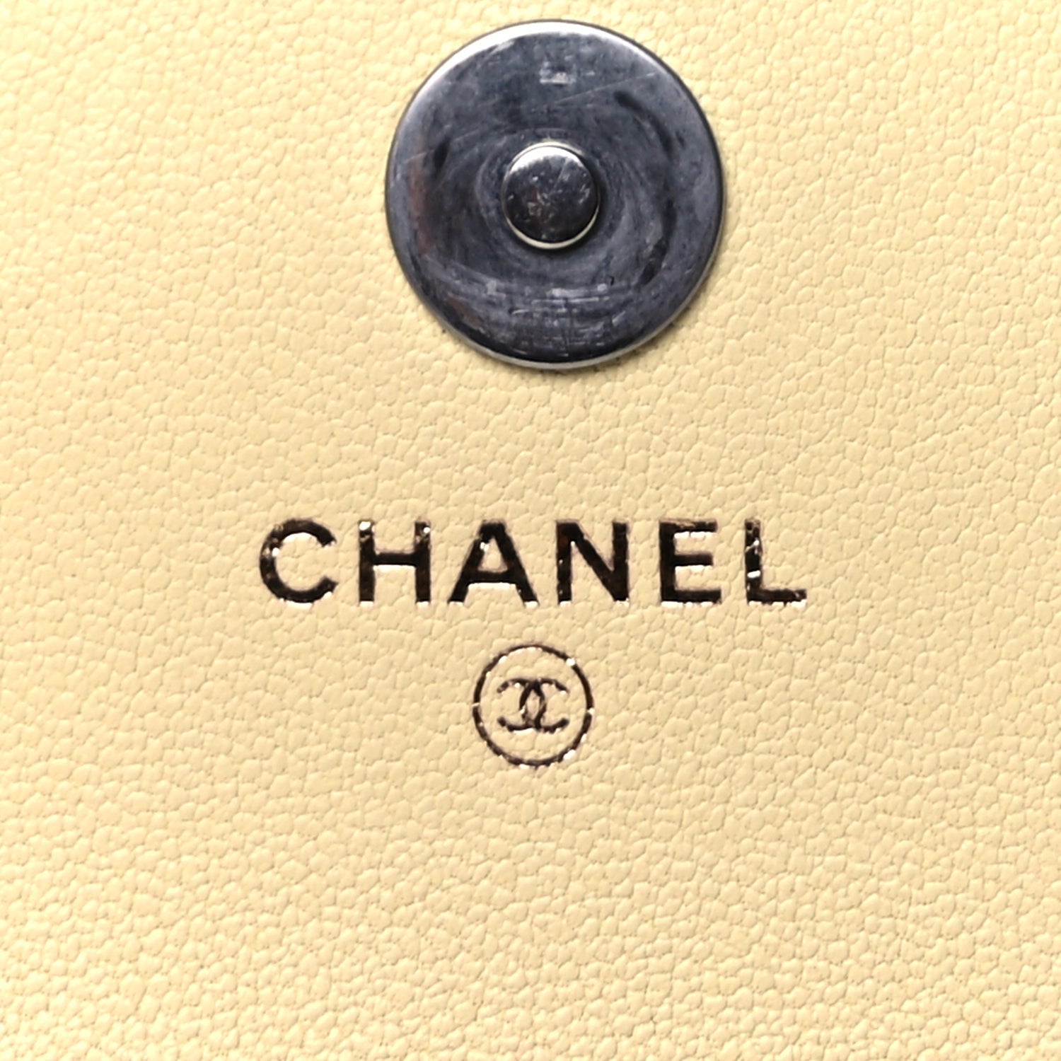 Chanel Lambskin Quilted  19 Wallet On Chain WOC  Yellow 5 of 9