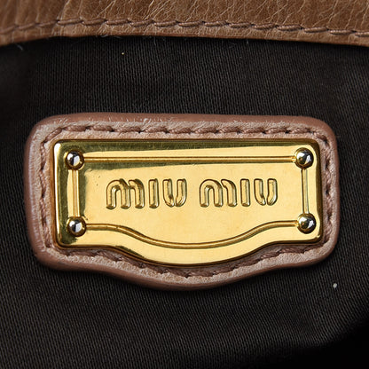 Miu Miu Vitello Lux Gathered Tote Beige 6 of 14