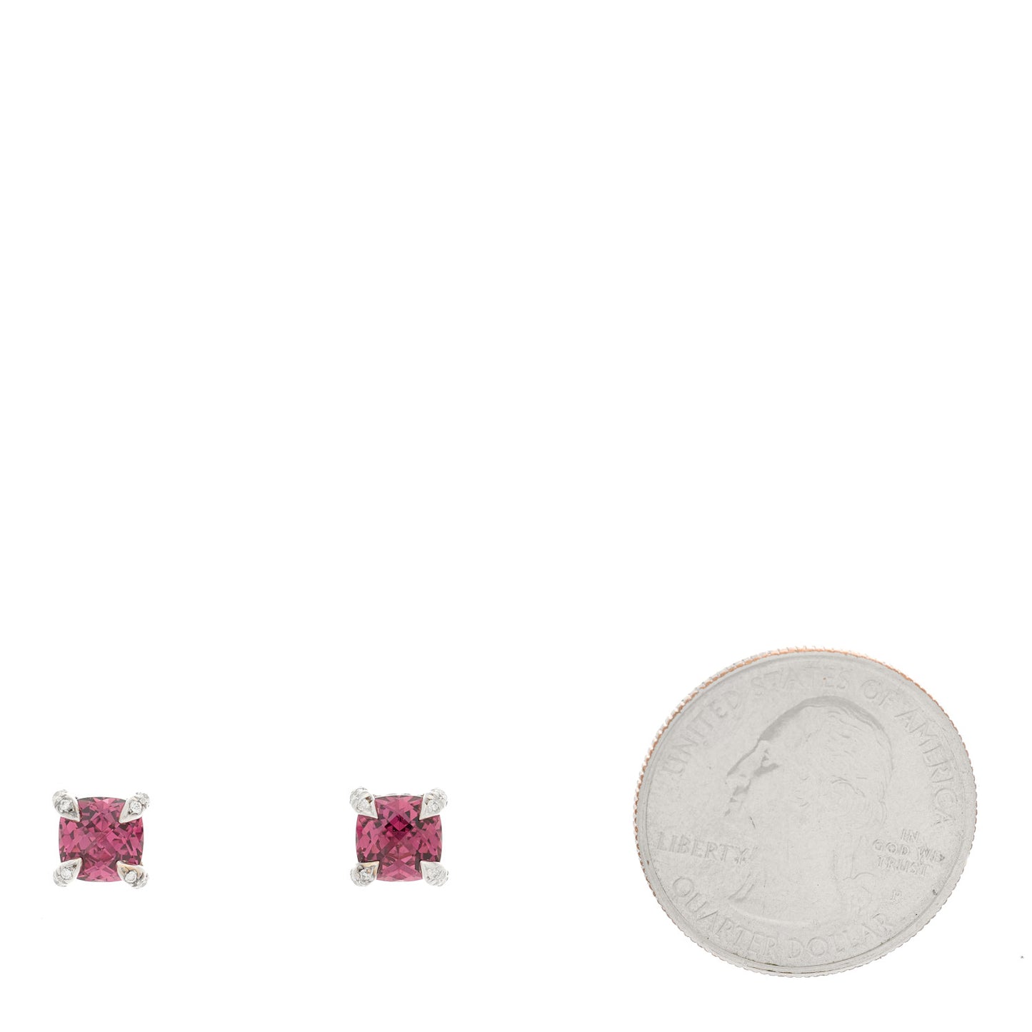 Sterling Silver Diamond Rhodolite Petite Chatelaine Earrings