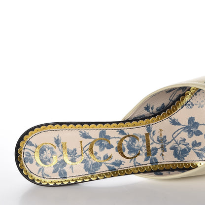 Gucci Malaga Kid Web Bow Mid Heel Mules 39 Black Vintage White 7 of 10