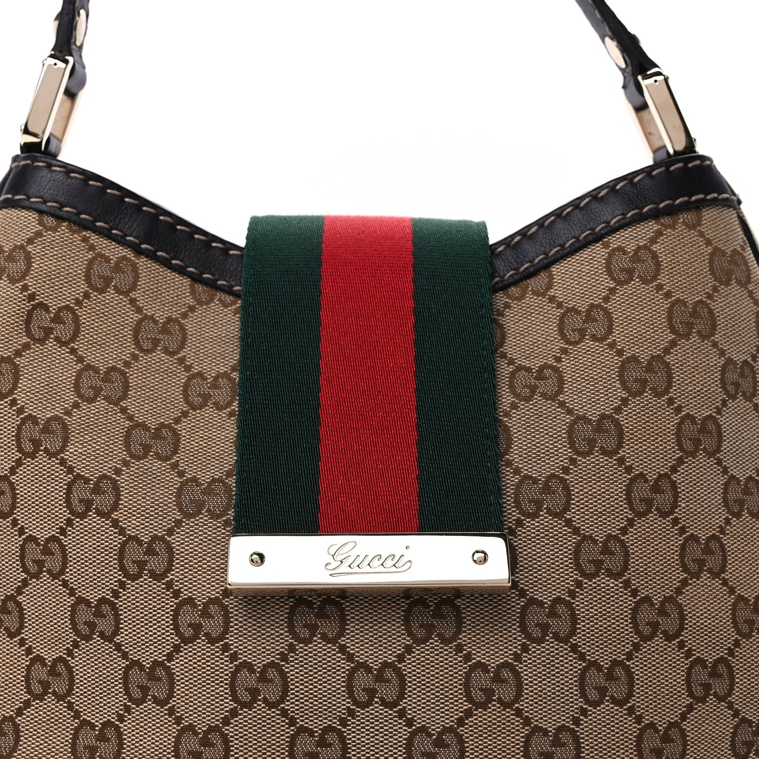 Gucci Monogram Medium New Ladies Web Hobo  Dark Brown 6 of 8
