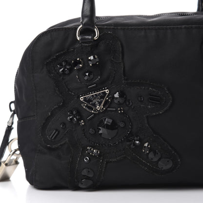 Prada Tessuto Nylon Raso Bear Mini Handle Bag Black 13 of 13