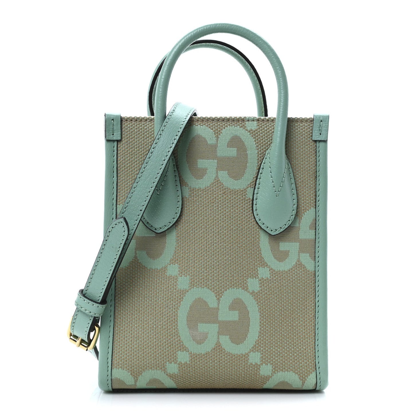 Monogram Jumbo GG Textured Dollar Calfskin Mini Tote Bag Pepperlight Mint