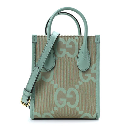 Gucci Monogram Jumbo GG Textured Dollar Calfskin Mini Tote Bag Pepperlight Mint 1 of 7