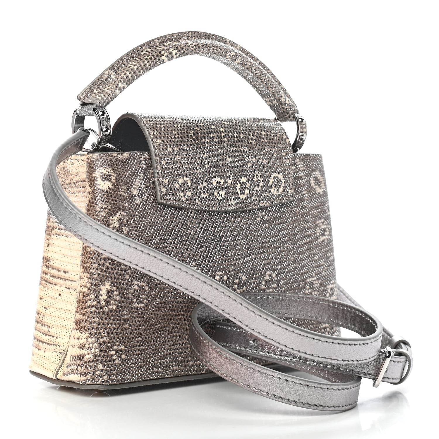 Louis Vuitton Lizard Mini Capucines Argento 2 of 8