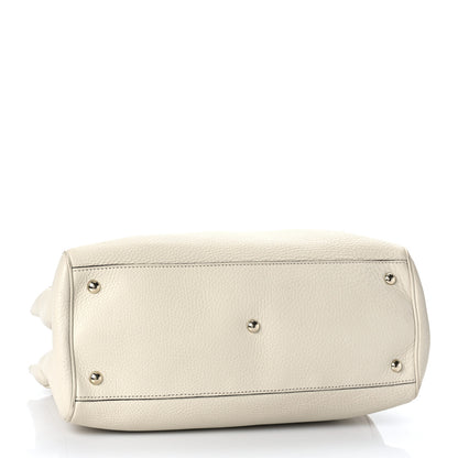 Gucci Pebbled Calfskin Medium Bamboo Shopper Tote Off White 4 of 13