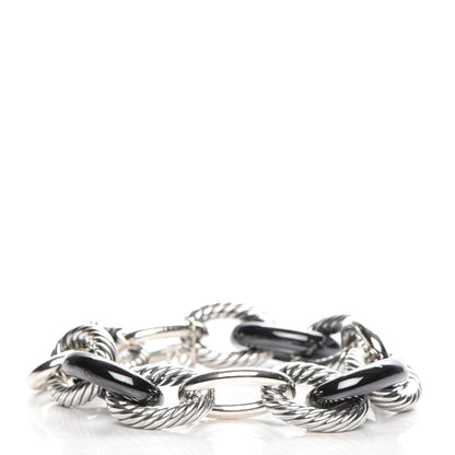 David Yurman Sterling Silver Black Ceramic 17mm Extra Large Oval Link Bracelet 1 of 7