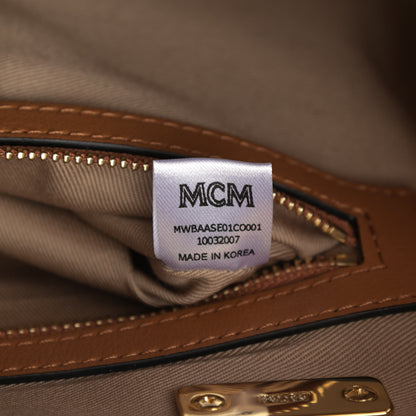 MCM Visetos Medium Boston Bag Cognac 6 of 11