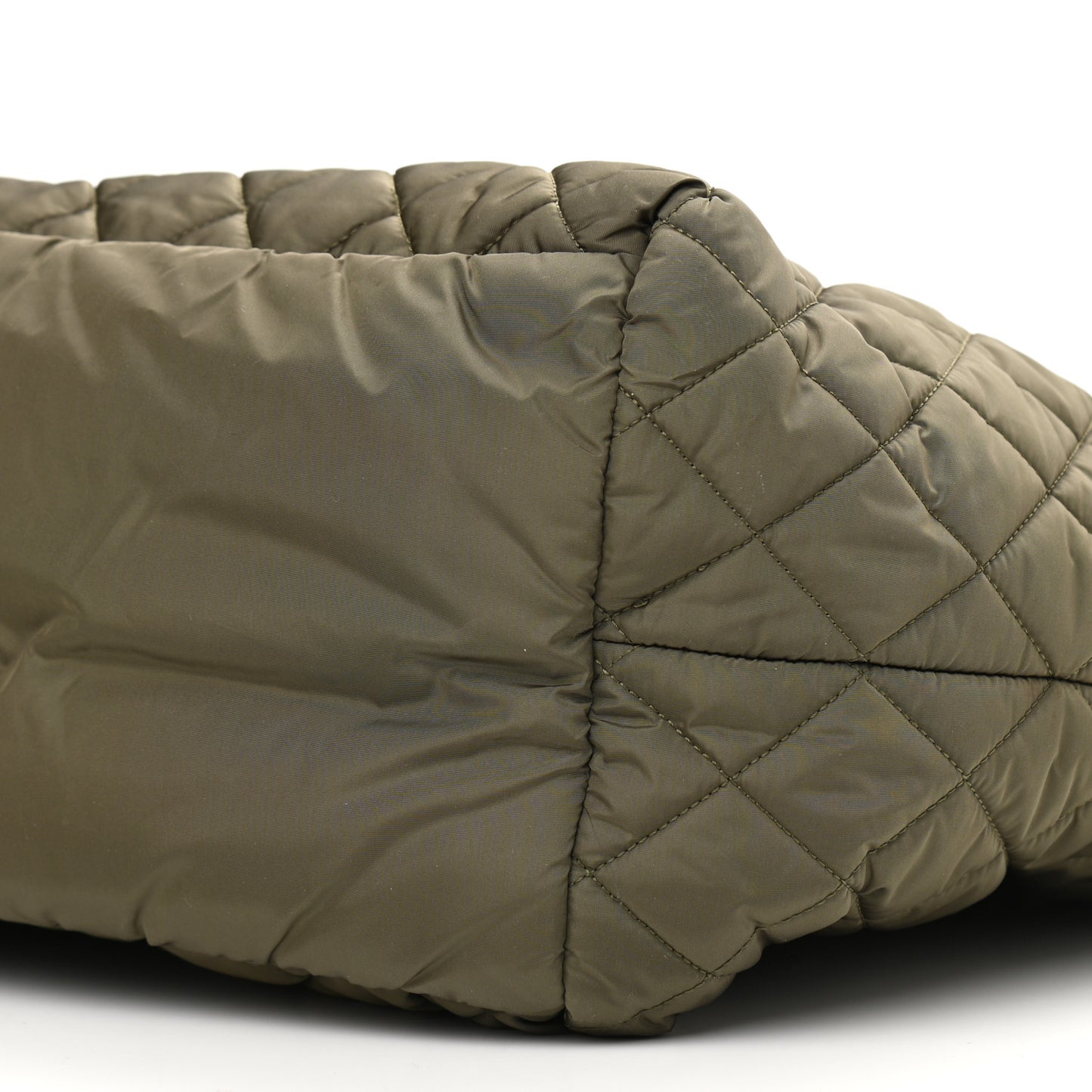 Nylon Quilted Large Coco Cocoon Tote Khaki