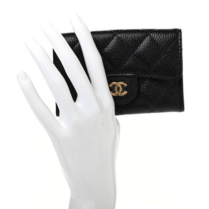 Chanel Caviar Quilted Flap Card Holder Wallet Black 2 of 8