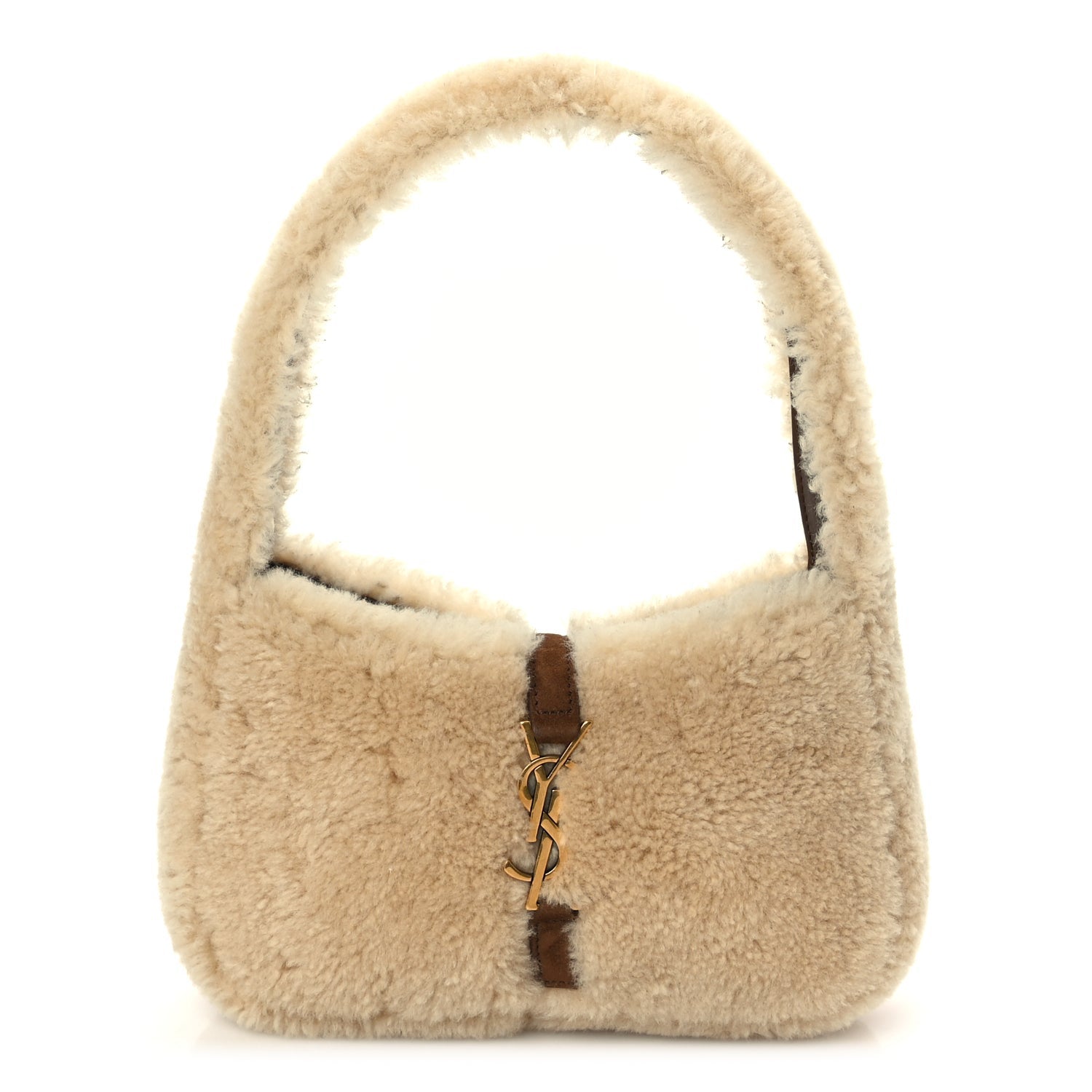 Saint Laurent Shearling Le 5 A 7 Mini Hobo Natural Beige 1 of 8