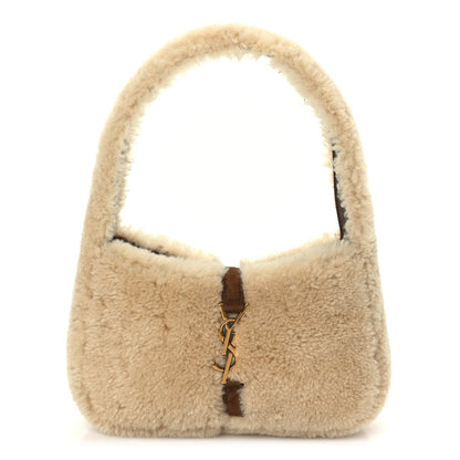 Saint Laurent Shearling Le 5 A 7 Mini Hobo Natural Beige 1 of 8